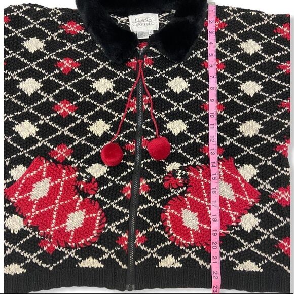 Eland Carello Argyle Style Print Ugly Christmas Sweater Zip Front Cardigan - Picture 11 of 12